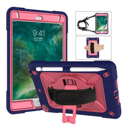 For iPad Mini 5 / 4 Contrast Color Silicone + PC Combination Case with Holder(Navy Blue + Rose Red)-garmade.com