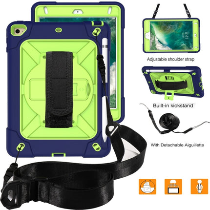 For iPad Mini 5 / 4 Contrast Color Silicone + PC Combination Case with Holder(Navy Blue + Olivine)-garmade.com