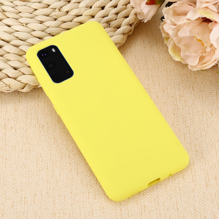 For Galaxy S20+ Solid Color Liquid Silicone Shockproof Full Coverage Protective Case(Yellow)-garmade.com