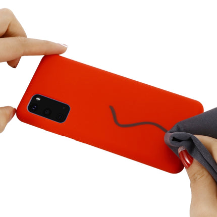 For Galaxy S20+ Solid Color Liquid Silicone Shockproof Full Coverage Protective Case(Red)-garmade.com