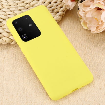For Galaxy S20 Ultra Solid Color Liquid Silicone Shockproof Full Coverage Protective Case(Yellow)-garmade.com