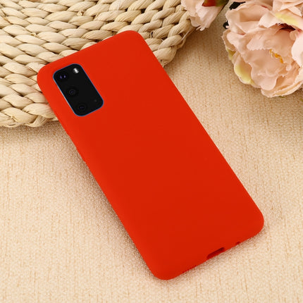 For Galaxy S20 Solid Color Liquid Silicone Shockproof Full Coverage Protective Case(Red)-garmade.com