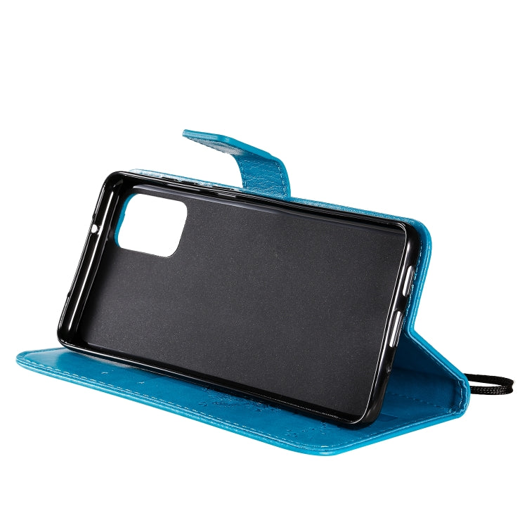 For Galaxy S20+ Tree & Cat Pattern Pressed Printing Horizontal Flip PU Leather Case with Holder & Card Slots & Wallet & Lanyard(Blue)-garmade.com