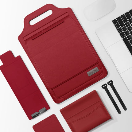 12 inch Multifunctional Mouse Pad Stand Handheld Laptop Bag(Red)-garmade.com
