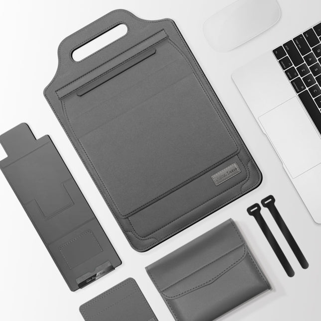 13 inch Multifunctional Mouse Pad Stand Handheld Laptop Bag(Grey)-garmade.com