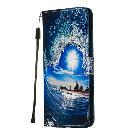 For Galaxy S20+ Colored Drawing Pattern Plain Weave Horizontal Flip Leather Case with Holder & Card Slot & Wallet&Lanyard(Waves and Sun)-garmade.com