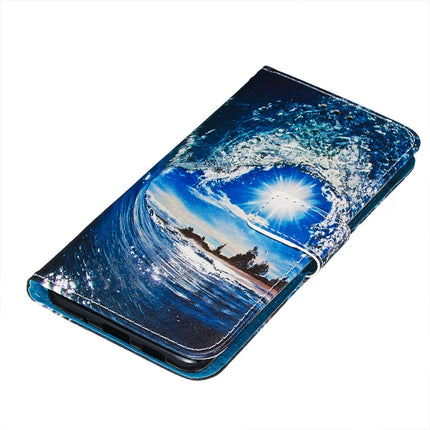 For Galaxy S20+ Colored Drawing Pattern Plain Weave Horizontal Flip Leather Case with Holder & Card Slot & Wallet&Lanyard(Waves and Sun)-garmade.com