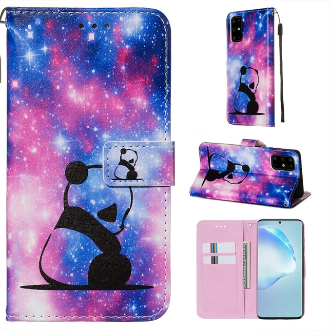For Galaxy S20+ Colored Drawing Pattern Plain Weave Horizontal Flip Leather Case with Holder & Card Slot & Wallet&Lanyard(Baby Panda)-garmade.com
