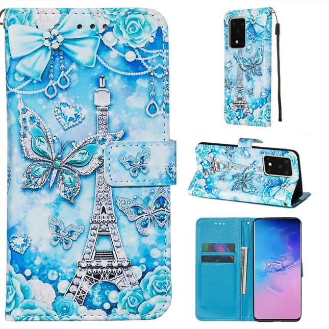 For Galaxy S20 Ultra Colored Drawing Pattern Plain Weave Horizontal Flip Leather Case with Holder & Card Slot & Wallet&Lanyard(Tower Butterfly)-garmade.com