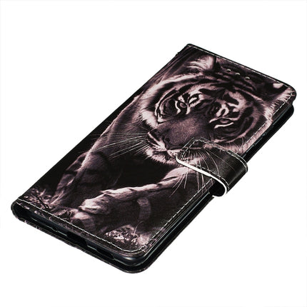 For Galaxy S20 Ultra Colored Drawing Pattern Plain Weave Horizontal Flip Leather Case with Holder & Card Slot & Wallet&Lanyard(Black and white Tiger)-garmade.com