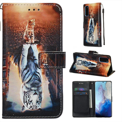 For Galaxy S20 Colored Drawing Pattern Plain Weave Horizontal Flip Leather Case with Holder & Card Slot & Wallet&Lanyard(Cats And Tigers)-garmade.com