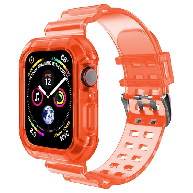 Transparent Watch Band For Apple Watch Series 9&8&7 41mm / SE 3&SE 2&6&SE&5&4 40mm / 3&2&1 38mm(Transparent Red)-garmade.com