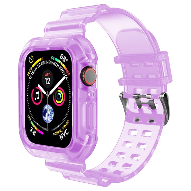 Transparent Watch Band For Apple Watch Series 9&8&7 41mm / SE 3&SE 2&6&SE&5&4 40mm / 3&2&1 38mm(Transparent Purple)-garmade.com