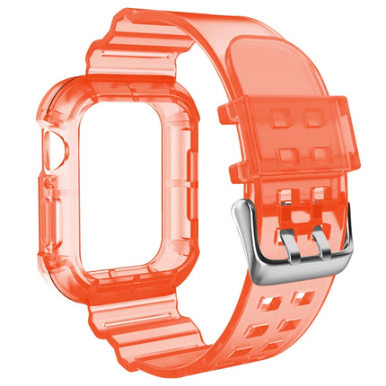 Transparent Watch Band For Apple Watch Series 8&7 45mm / SE 2&6&SE&5&4 44mm / 3&2&1 42mm(Transparent Red)-garmade.com