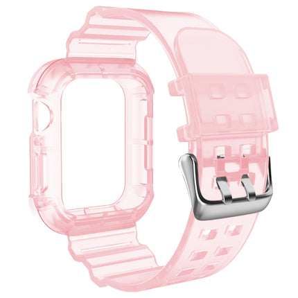 Transparent Watch Band For Apple Watch Series 8&7 45mm / SE 2&6&SE&5&4 44mm / 3&2&1 42mm(Transparent Pink)-garmade.com