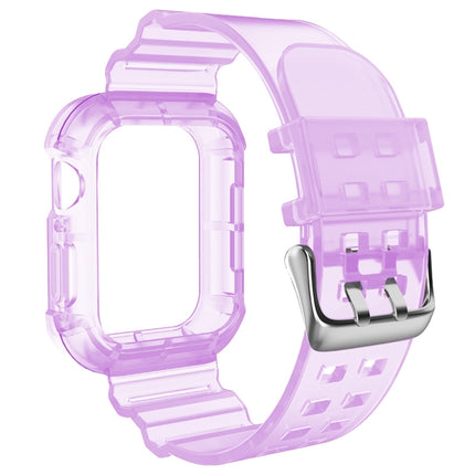 Transparent Watch Band For Apple Watch Series 8&7 45mm / SE 2&6&SE&5&4 44mm / 3&2&1 42mm(Transparent Purple)-garmade.com