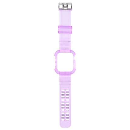 Transparent Watch Band For Apple Watch Series 8&7 45mm / SE 2&6&SE&5&4 44mm / 3&2&1 42mm(Transparent Purple)-garmade.com