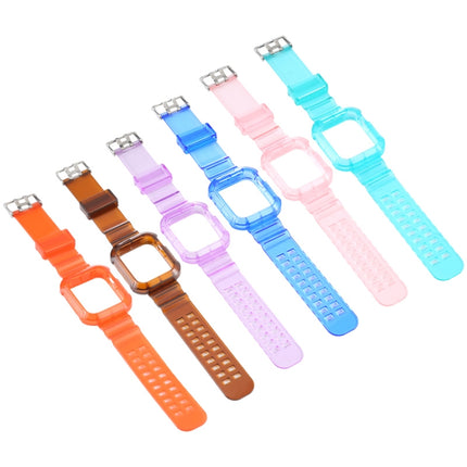 Transparent Watch Band For Apple Watch Series 8&7 45mm / SE 2&6&SE&5&4 44mm / 3&2&1 42mm(Transparent Blue)-garmade.com