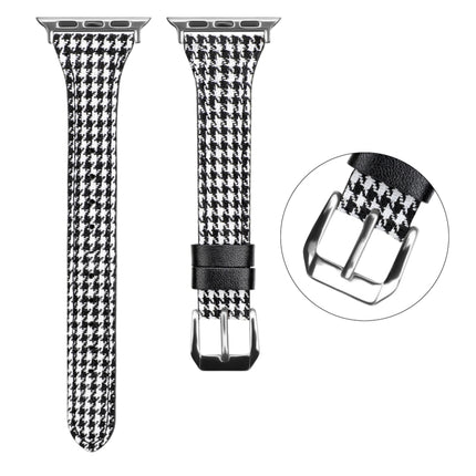 Genuine Leather Watch Band For Apple Watch Series 9&8&7 41mm / SE 3&SE 2&6&SE&5&4 40mm / 3&2&1 38mm(Houndstooth)-garmade.com