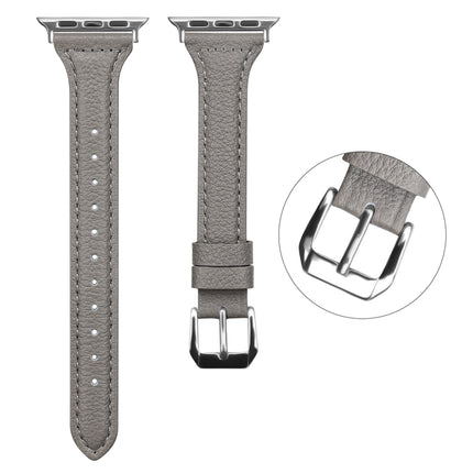 Genuine Leather Watch Band For Apple Watch Series 9&8&7 41mm / SE 3&SE 2&6&SE&5&4 40mm / 3&2&1 38mm(Lizard Pattern Grey)-garmade.com