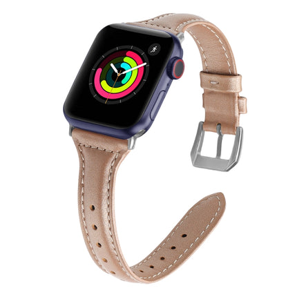 Genuine Leather Watch Band For Apple Watch Ultra 49mm&Watch Ultra 2 49mm / Series 9&8&7 45mm / SE 3&SE 2&6&SE&5&4 44mm / 3&2&1 42mm(Pink Gold)-garmade.com