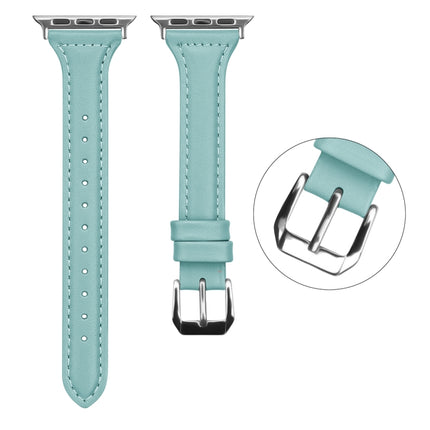 Genuine Leather Watch Band For Apple Watch Ultra 49mm&Watch Ultra 2 49mm / Series 9&8&7 45mm / SE 3&SE 2&6&SE&5&4 44mm / 3&2&1 42mm(Light Blue)-garmade.com