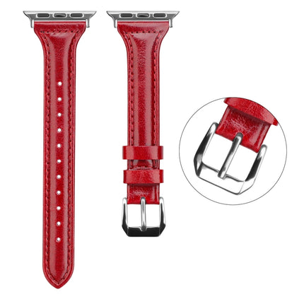 Genuine Leather Watch Band For Apple Watch Ultra 49mm&Watch Ultra 2 49mm / Series 9&8&7 45mm / SE 3&SE 2&6&SE&5&4 44mm / 3&2&1 42mm(Tree Cream Red)-garmade.com