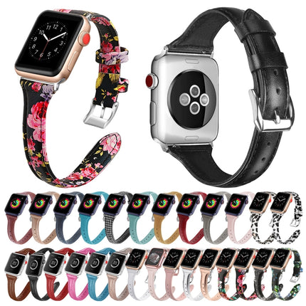 Genuine Leather Watch Band For Apple Watch Ultra 49mm&Watch Ultra 2 49mm / Series 9&8&7 45mm / SE 3&SE 2&6&SE&5&4 44mm / 3&2&1 42mm(Lizard Pattern Grey)-garmade.com