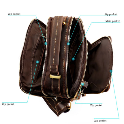 6050 Crazy Horse Texture Genuine Leather Crossbody Bag for Men(Coffee)-garmade.com