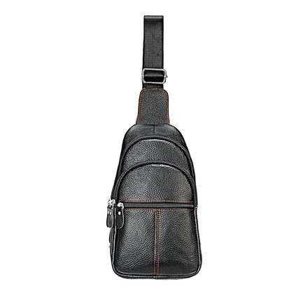 6076 Casual Genuine Leather Crossbody Chest Bag For Men and Women(Black)-garmade.com