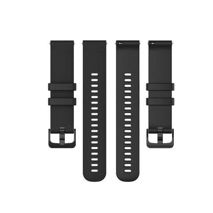 For Garmin Active Small Plaid Silicone Strap(Black)-garmade.com