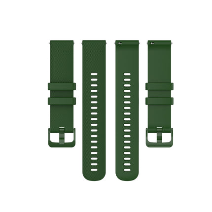 For Garmin Active Small Plaid Silicone Strap(Army Green)-garmade.com