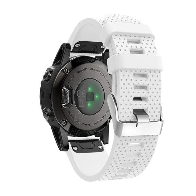 For Garmin Fenix 5S Silicone Strap(White)-garmade.com