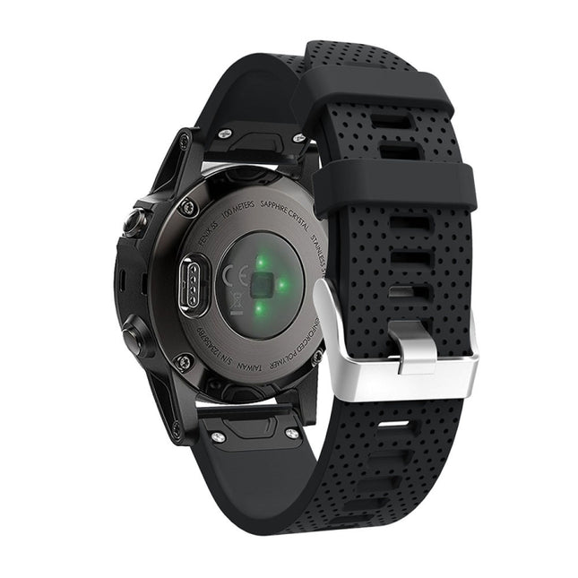For Garmin Fenix 5S Silicone Strap(Black)-garmade.com