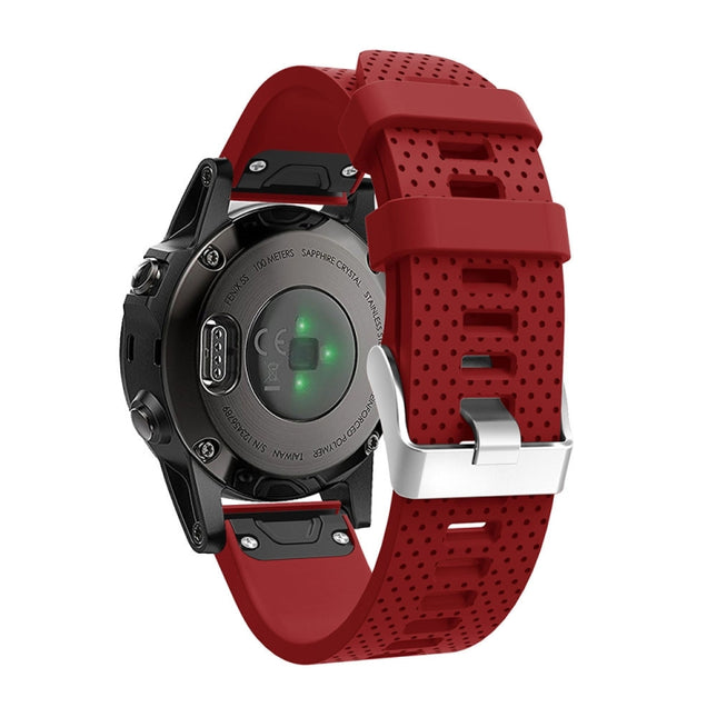 For Garmin Fenix 5S Silicone Strap(Red)-garmade.com