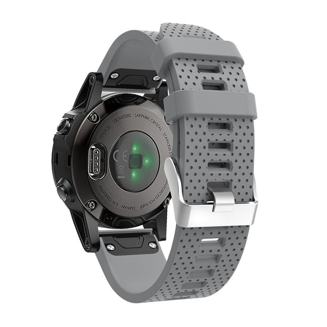 For Garmin Fenix 5S Silicone Strap(Grey)-garmade.com