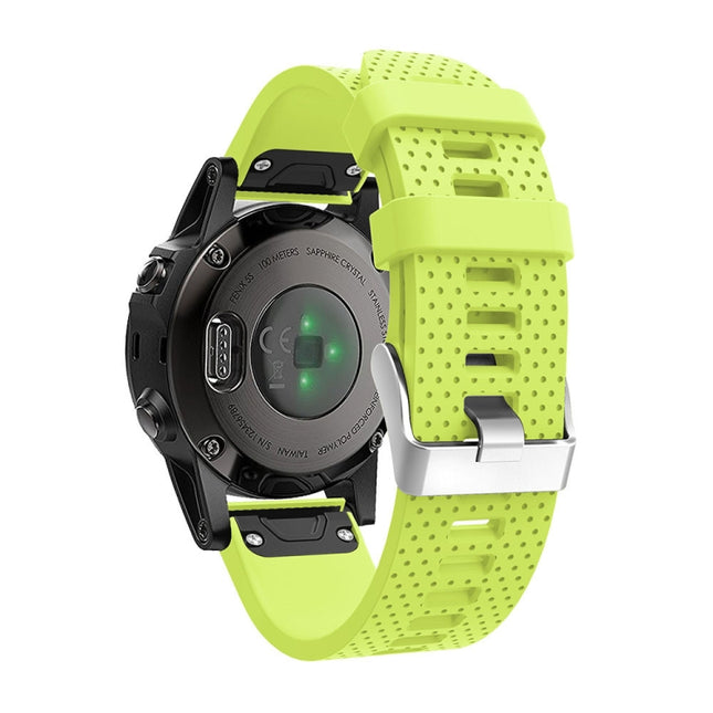 For Garmin Fenix 5S Silicone Strap(Lime)-garmade.com