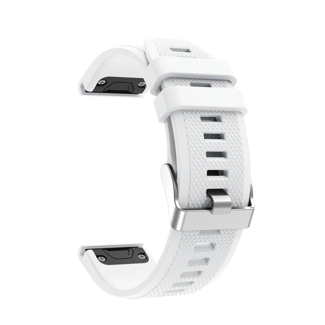 For Garmin Fenix 5 Silicone Strap(White)-garmade.com