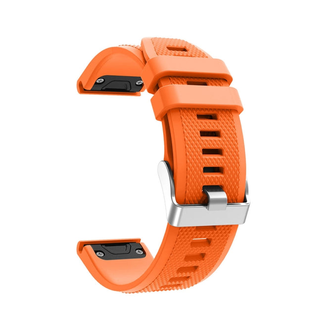 For Garmin Fenix 5 Silicone Strap(Orange)-garmade.com