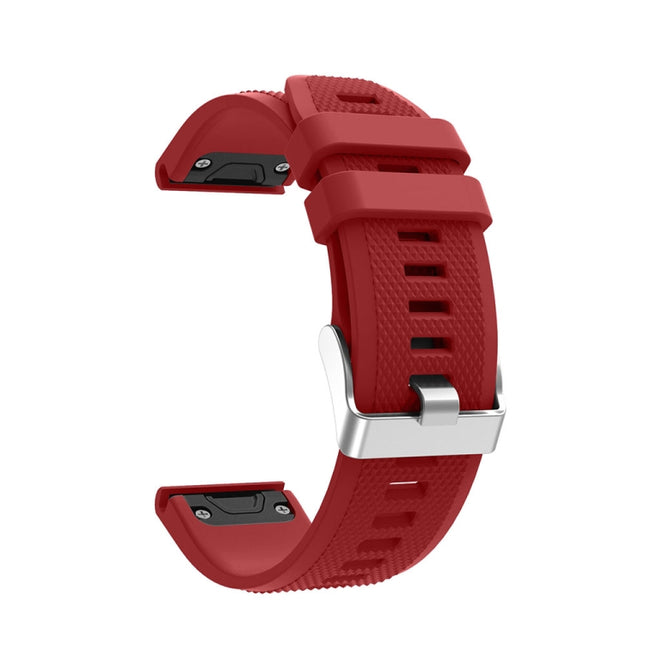 For Garmin Fenix 5 Silicone Strap(Red)-garmade.com