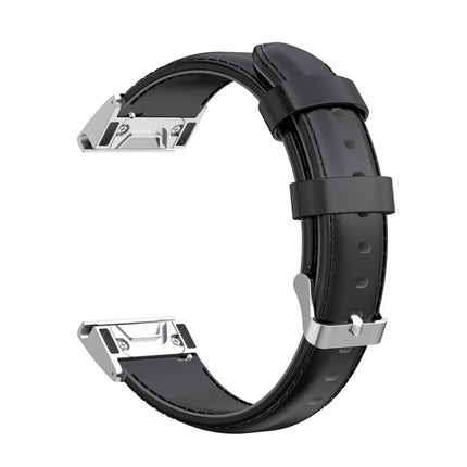 For Garmin Fenix 6S Oil Wax Calfskin Strap(Black)-garmade.com