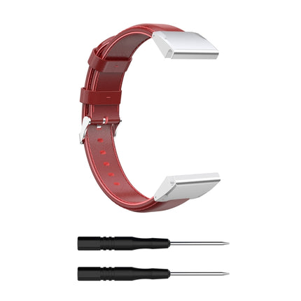 For Garmin Fenix 6X Oil Wax Calfskin Quick Release Strap(Red)-garmade.com