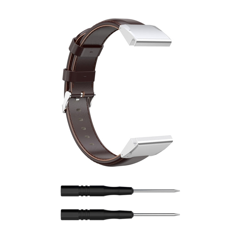 For Garmin Fenix 6X Oil Wax Calfskin Quick Release Strap(Coffee)-garmade.com