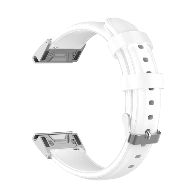 For Garmin Fenix 6 Oil wax Calfskin Quick Release Strap(White)-garmade.com