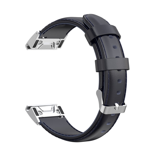 For Garmin Fenix 6 Oil wax Calfskin Quick Release Strap(Navy Blue)-garmade.com