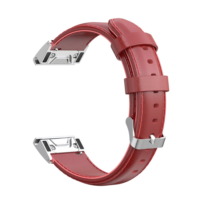 For Garmin Fenix 6 Oil wax Calfskin Quick Release Strap(Red)-garmade.com