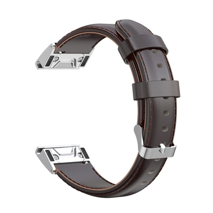 For Garmin Fenix 6 Oil wax Calfskin Quick Release Strap(Coffee)-garmade.com