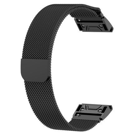 For Garmin Fenix 6 Milanese Strap Watchband(Black)-garmade.com
