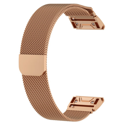 For Garmin Fenix 6 Milanese Strap Watchband(Rose Gold)-garmade.com