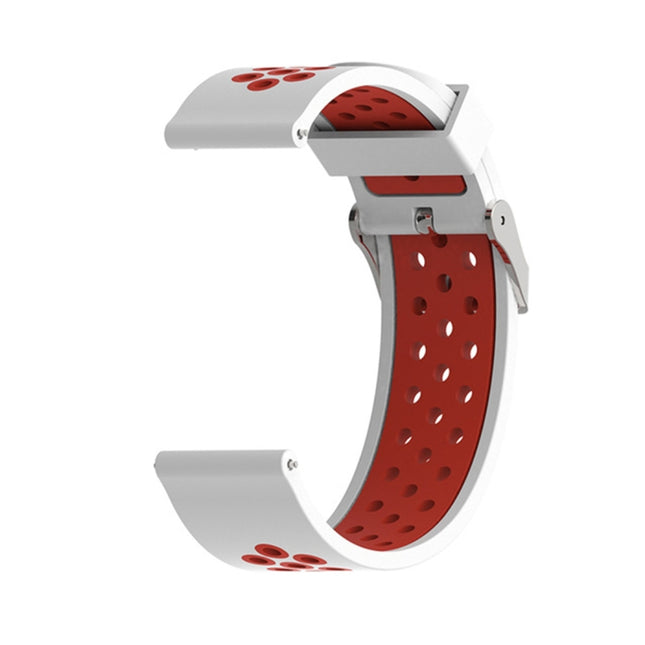 For Garmin Forerunner 245 Two-tone Strap(White + Red)-garmade.com